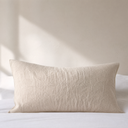 Oat linen euro sham with relaxed texture on white bed