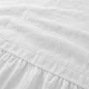 Soft white linen fitted sheet close-up showing natural crinkled texture and elasticated ruffled edge